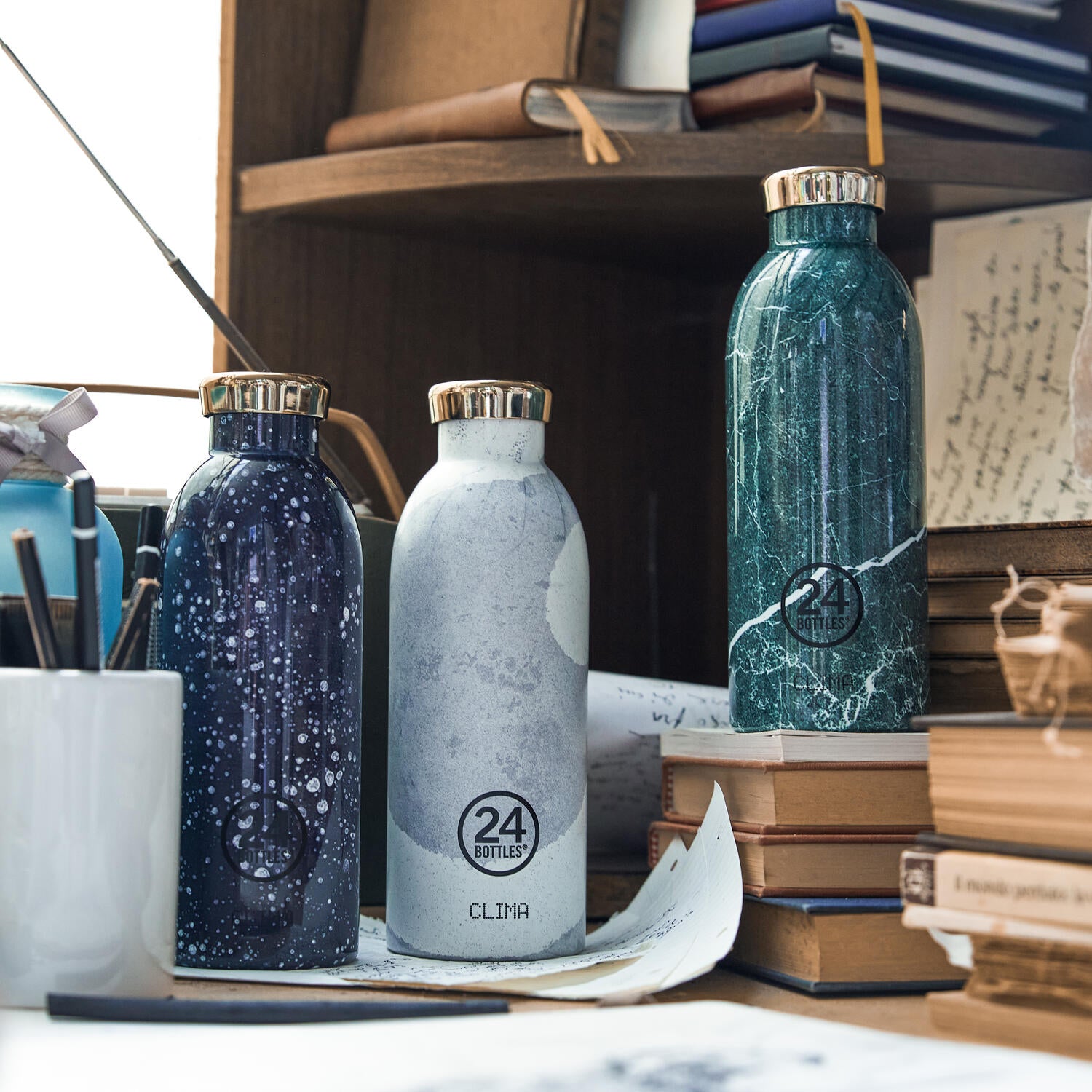 24Bottles Clima termoflaske, Green Marble - 500 ml. - Bahne